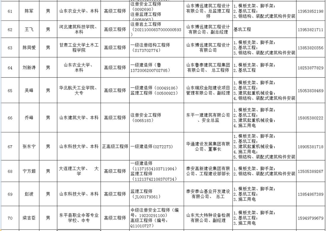 泰安市建筑施工安全生產(chǎn)論證專(zhuān)家庫名單(圖7)